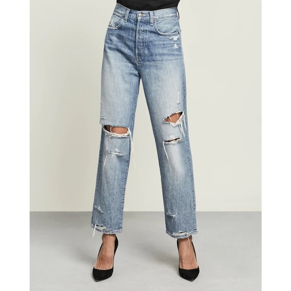 Veronica Beard Denim - Veronica Beard Blake Straight Leg Distressed Jean - Clearwater - Size 25 - NWT